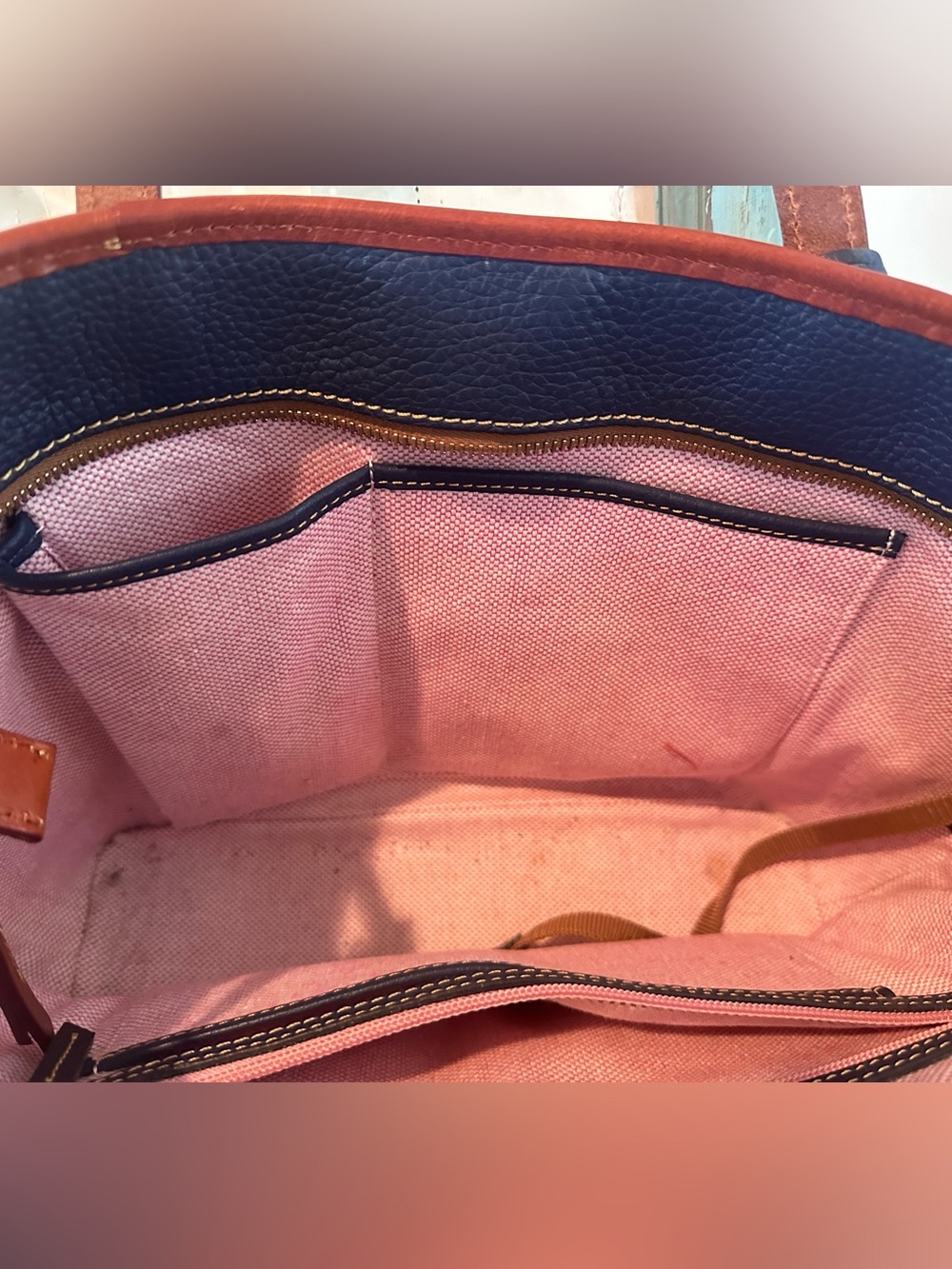 Dooney & Bourke Midnight Blue Pebble Leather Tote Bag - Picture 5 of 5